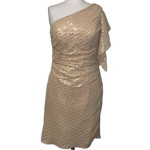 Pretty Maids - Champagne, One Shoulder, Sequin Cocktail Dress - Size 12